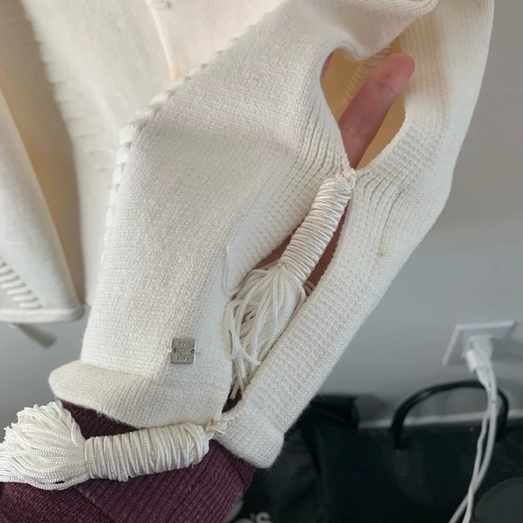 Anthropologie One Grey Day Drew Cardigan Vest Blazer Sleeveless Open Tassel - Picture 10 of 11